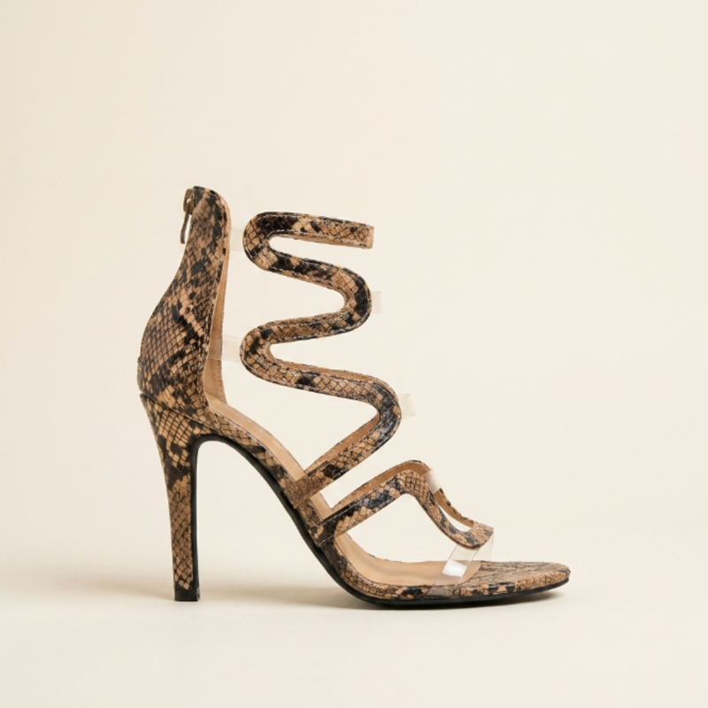 Naliera - Sandalias de tacón de aguja envolventes con textura