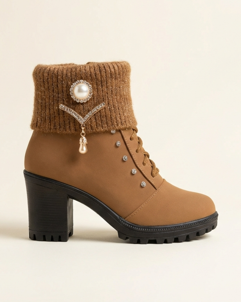 Elena - Botas de tacón grueso y cálidas